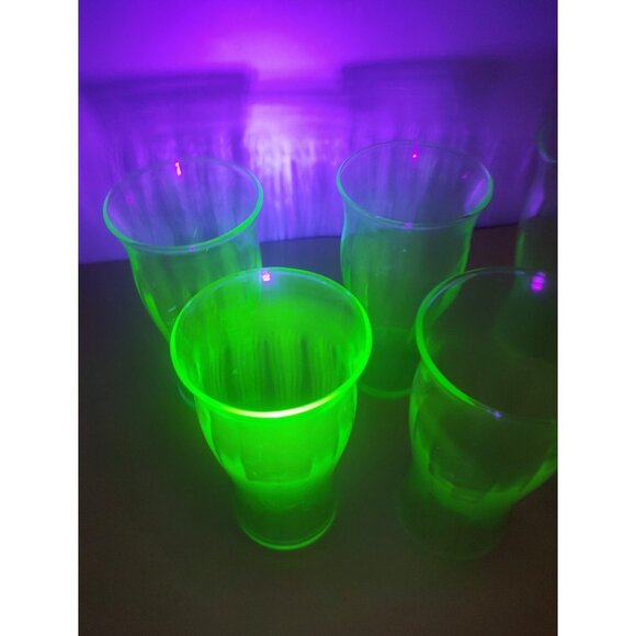 Vintage Vaseline Uranium Green Glass Tumblers set of 6 Libbey - Picture 11 of 11